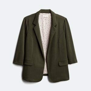 Skies Are Blue Green Blazer with Notched Lapels and Tailored Fit